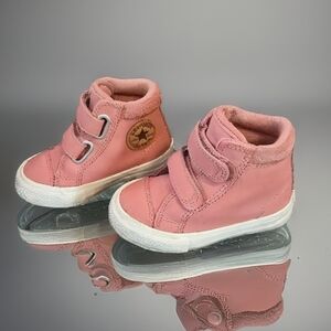 Converse Pink High-Top Sneakers with Velcro Strap